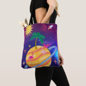 Palmboom Planeet Tote Bag (Dichtbij)