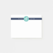 Palmboom Preppy Aqua & Navy Stripe Post-it® Notes (Voorkant)