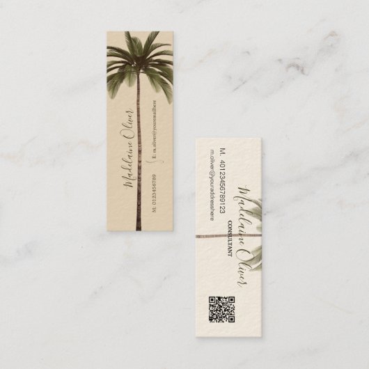  palmboom QR-code Tropische elegante mini M Mini Visitekaartje (Voorkant / Achterkant)