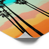 Palmboom Rainbow Sunset Waterverf Poster (Hoek)