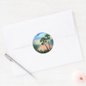 Palmboom reflecties ronde sticker (Envelop)
