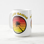Palmboom Retro Sunset Sjabloon Koffiemok (Voorkant links)