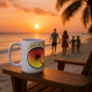 Palmboom Retro Sunset Sjabloon Koffiemok