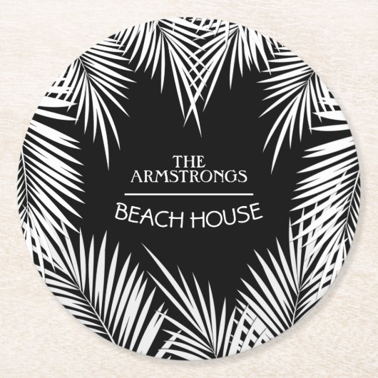 Palmboom Ronde Kartonnen Onderzetter (Voorkant)