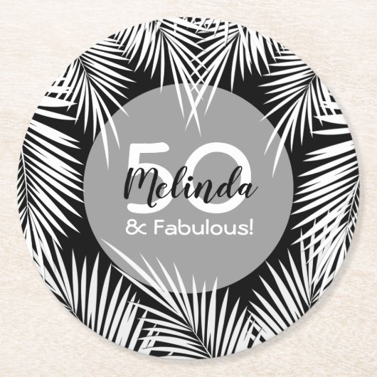 Palmboom Ronde Kartonnen Onderzetter (Voorkant)