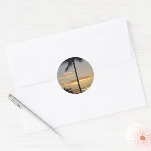Palmboom Ronde Sticker (Envelop)