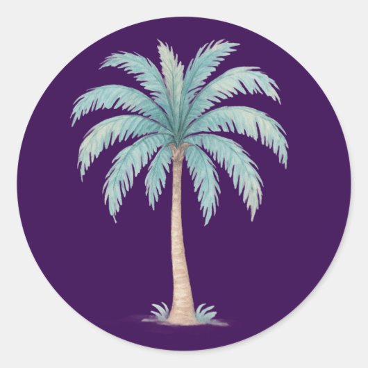 Palmboom Ronde Sticker (Voorkant)