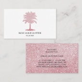 Palmboom Roos Goud glitter roze Elegant Visitekaartje (Voorkant / Achterkant)