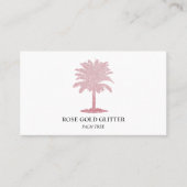 Palmboom Roos Goud glitter roze Elegant Visitekaartje (Voorkant)