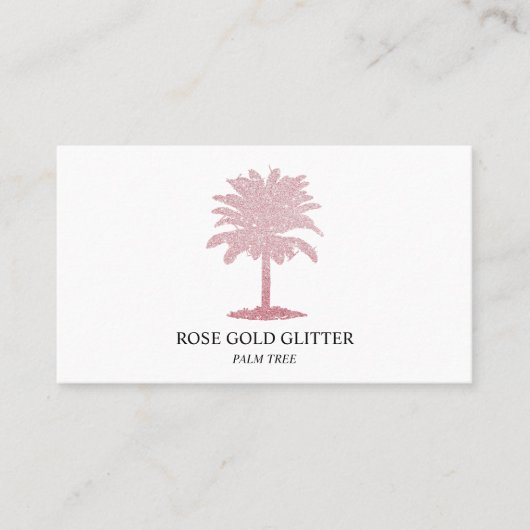 Palmboom Roos Goud glitter roze Elegant Visitekaartje (Voorkant)