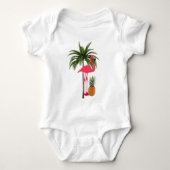 Palmboom, roze flamingo, ananas-Baby-buikpak Romper (Voorkant)
