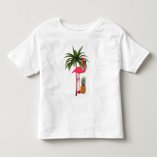 Palmboom, roze flamingo, ananas peuter Shirt (Voorkant)