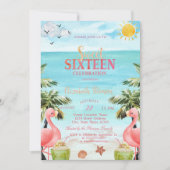 Palmboom roze flamingo's tropisch kaart (Voorkant)