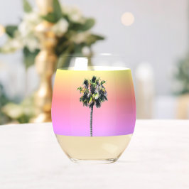 Palmboom Roze Geel Paarse Drinkware Set Wijnglas Zonder Voet