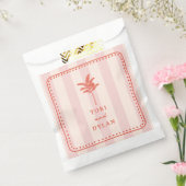 Palmboom roze gestreepte tropische strand bruiloft bedankzakje (Gezegeld)