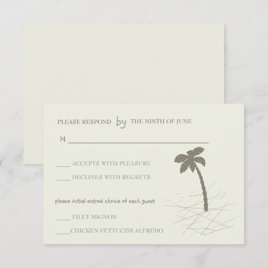 Palmboom -rsvp kaarten RSVP kaartje (Voorkant / Achterkant)