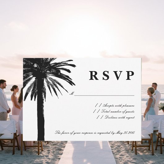 Palmboom RSVP-trouwkaarten | Beach-thema RSVP Kaartje