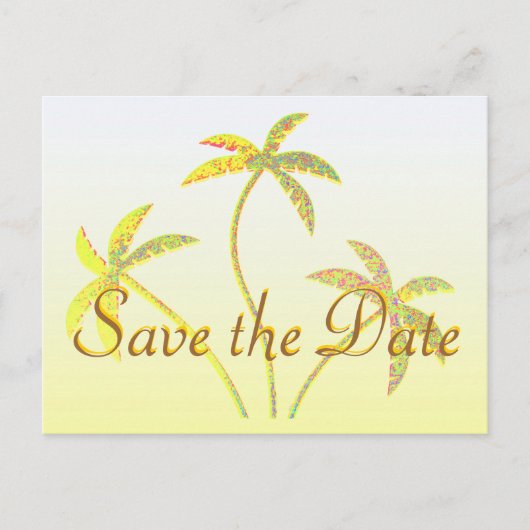 Palmboom Save the Date Golden Glitter Aankondigingskaart (Voorkant)