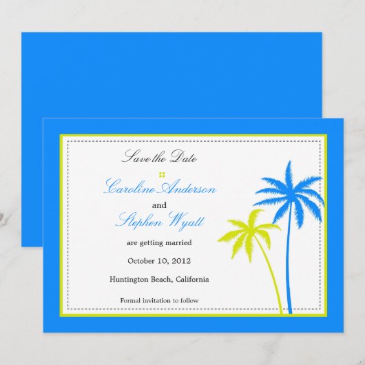 Palmboom - Save the date kaart (Voorkant / Achterkant)
