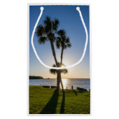 Palmboom Schaar Silhouet Gift Bag Klein Cadeauzakje (Achterkant)