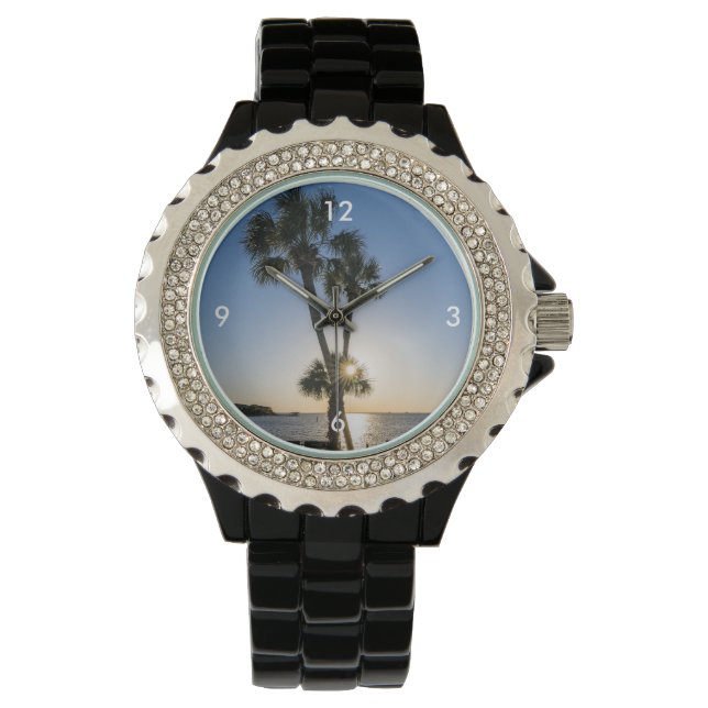 Palmboom Schaar Silhouet Horloge (Voorkant)