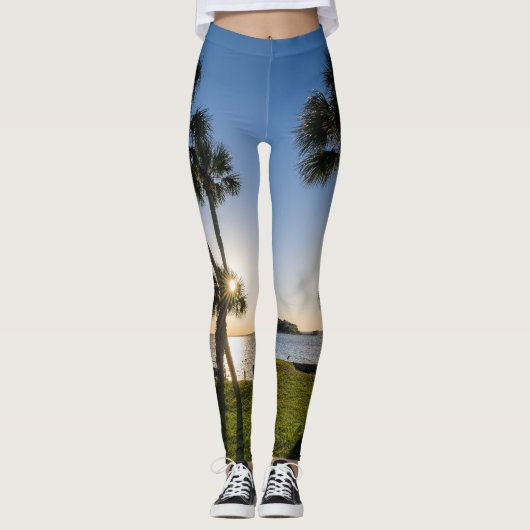 Palmboom Schaar Silhouet Leggings (Voorkant)