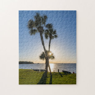 Palmboom Schaar Silhouet Puzzel