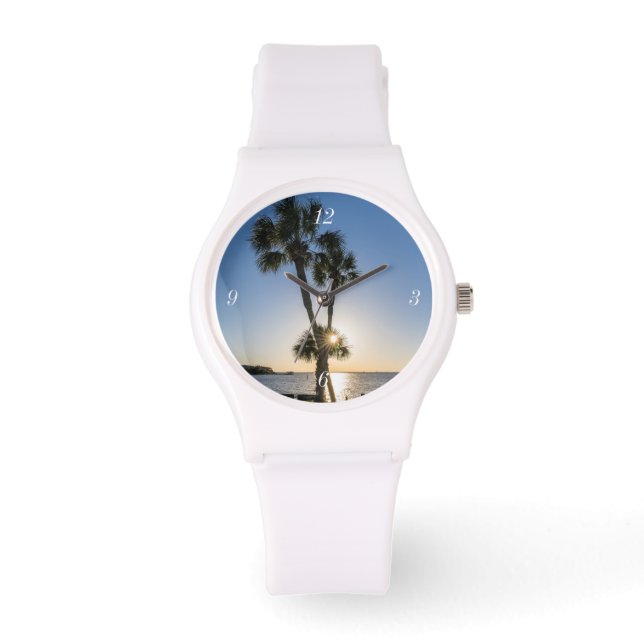 Palmboom Schaar Silhouet Sportief horloge (Voorkant)