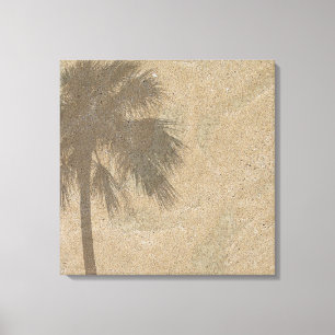 Palmboom schaduw op strand zand achtergrond - Palm Canvas Afdruk