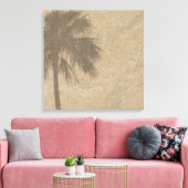 Palmboom schaduw op strand zand achtergrond - Palm Canvas Afdruk (Insitu (Woonkamer))
