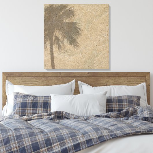 Palmboom schaduw op strand zand achtergrond - Palm Canvas Afdruk (Insitu (Slaapkamer))