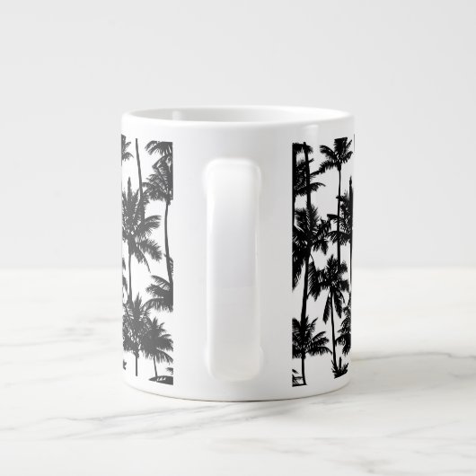 palmboom-schaduwpatroon grote koffiekop (Achterkant)