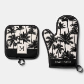 palmboom-schaduwpatroon ovenwant & pannenlap set (Voorkant)