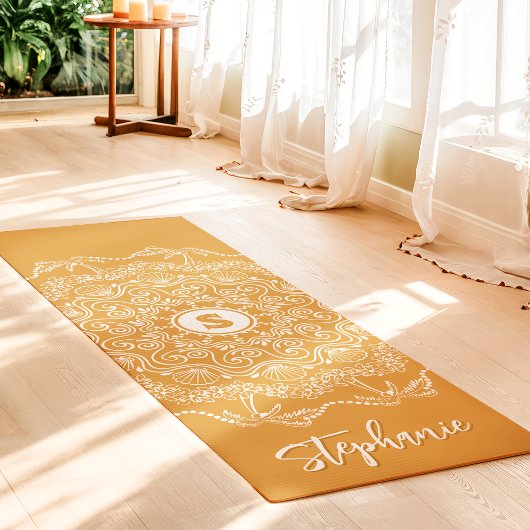 Palmboom Seashell Mandala Monogram Gold Beachy Yogamat