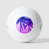 Palmboom silhouet hete neon roze zonsondergang Cal Golfballen (Voorkant)