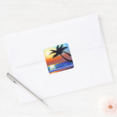 Palmboom Silhouet met Sunet Vierkante Sticker (Envelop)