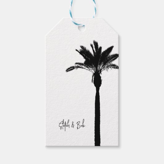 Palmboom Silhouet Reizen Kustnamen Chic Cadeaulabel (Voorkant)