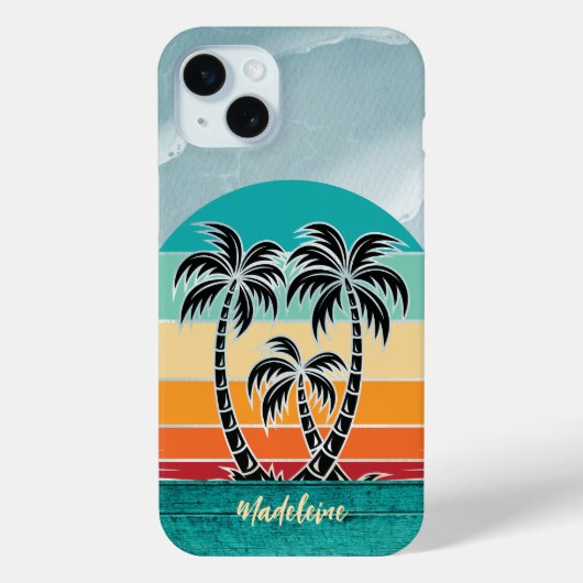  palmboom silhouet strand zonsondergang monogram Case-Mate iPhone case (Achterkant)