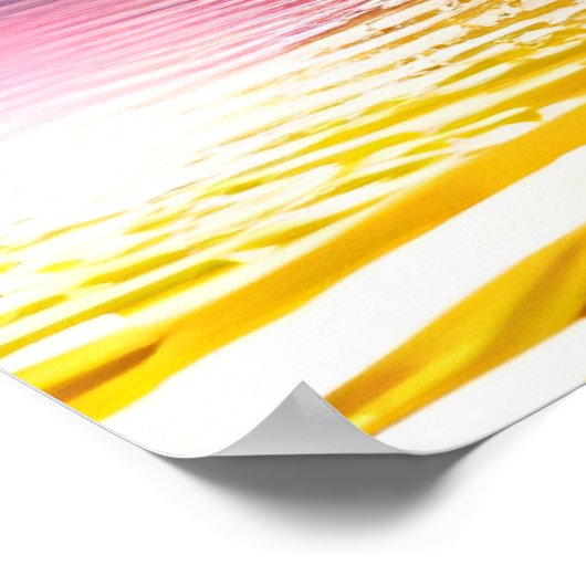 Palmboom silhouet, zeemeeuw en kleurrijke zonsonde poster (Hoek)