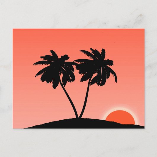 Palmboom Silhouette tegen zonsondergang Oranje Briefkaart (Voorkant)