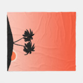 Palmboom Silhouette tegen zonsondergang Oranje Fleece Deken (Voorkant (Horizontaal))