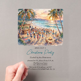 Palmboom Slingerlichten Kerstfeest Acryl Uitnodigingen
