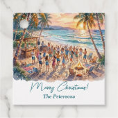 Palmboom Slingerlichten Kerstfeest Bedankjes Labels (Voorkant)