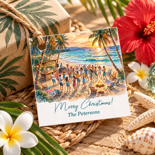 Palmboom Slingerlichten Kerstfeest Bedankjes Labels
