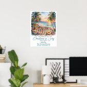 Palmboom Slingerlichten Kerstmis in Juli Welkom Poster (Thuiskantoor)