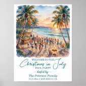 Palmboom Slingerlichten Kerstmis in Juli Welkom Poster (Voorkant)