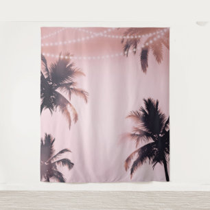 Palmboom snoerlichten Roze fotografie achtergrond Wandkleed