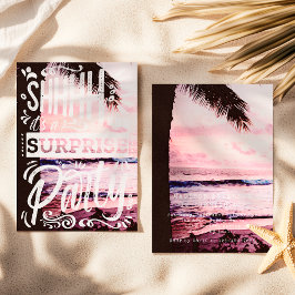 Palmboom Sst Verrassingsfeest Zonsondergang Strand Kaart
