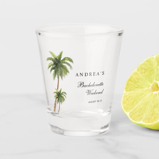 Palmboom Strand Bestemming Bachelorette Favor Shot Glas (Voorkant)