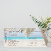 Palmboom Strand Boarding Pass Trouw Uitnodiging (Staand voorkant)